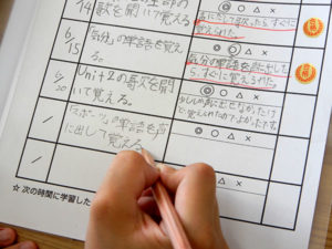 チャレンジタイムでは「振り返り」と「次の時間の目標」を記入