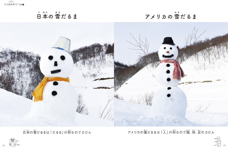 日本の雪だるまとアメリカの雪だるま