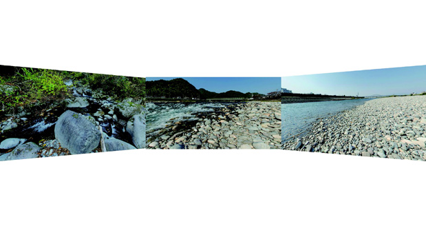 長良川のようす(上流,中流,下流)